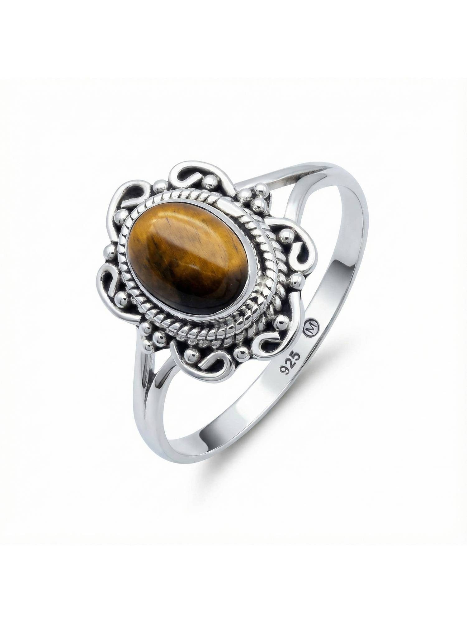 Silberring BANGAWAN aus 925 Silber mit Tigerauge