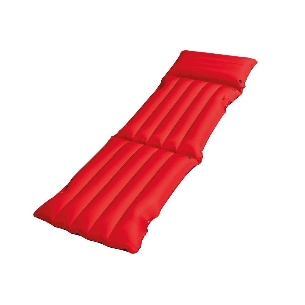 Happy People Luftmatratze Sitz-Liegematratze aufblasbar Blau/Rot, (1-St), Luftmatratze, Mikrofaser, Campingbett, mit Reparaturset
