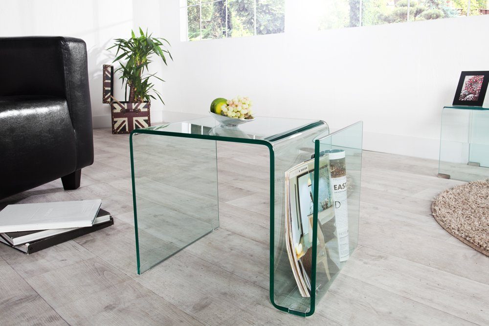 riess-ambiente Couchtisch FANTOME 50cm transparent, Wohnzimmer · eckig · Glas · mit Ablagefach