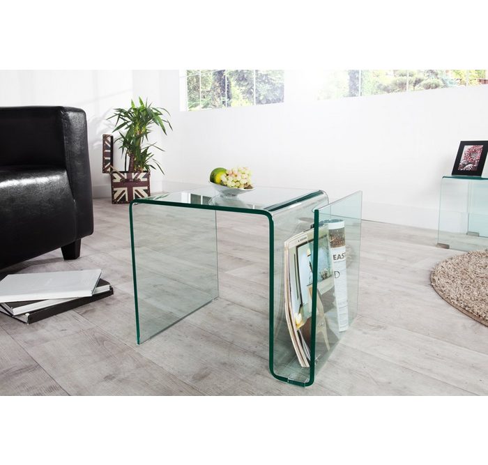 riess-ambiente Couchtisch FANTOME 50cm transparent Wohnzimmer · eckig · Glas · mit Ablagefach