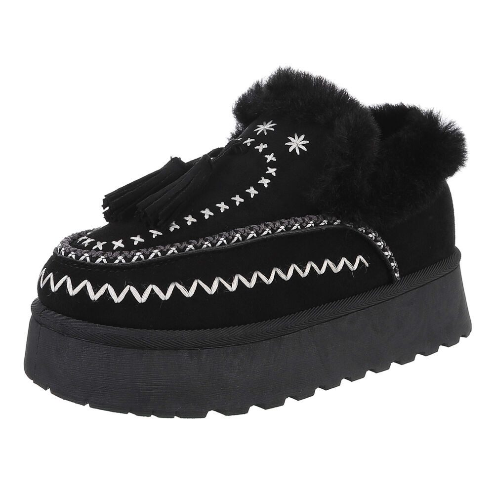 Ital-Design Damen Slipper mit Plateau und Quasten für Freizeitkomfort Snowb günstig online kaufen