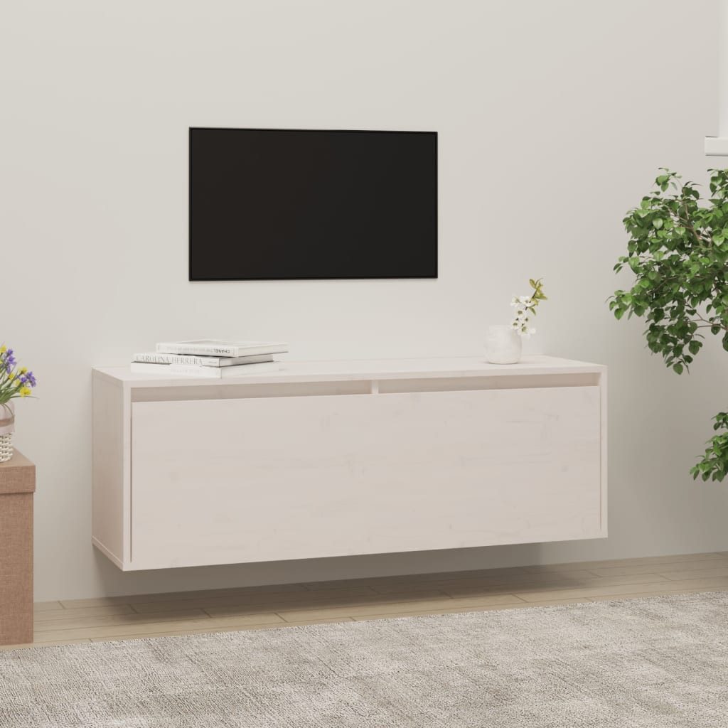 vidaXL Hängeschrank NA Hängeschrank Wandschrank Weiß 100x30x35 cm Massivholz Kiefer Schrän