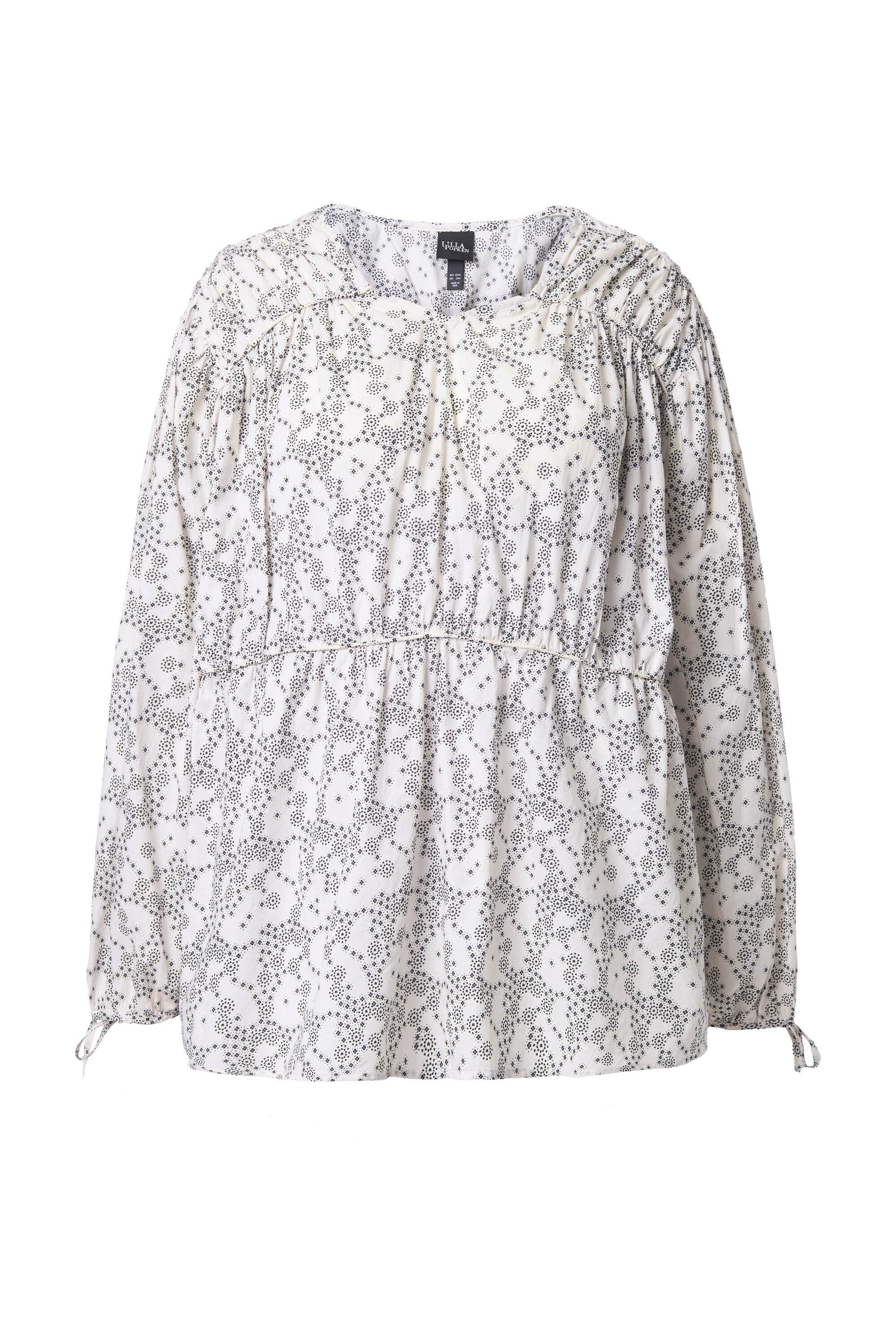 Ulla Popken Longbluse Bluse Quer-Tunnelzüge A-Linie V-Ausschnitt Langarm günstig online kaufen