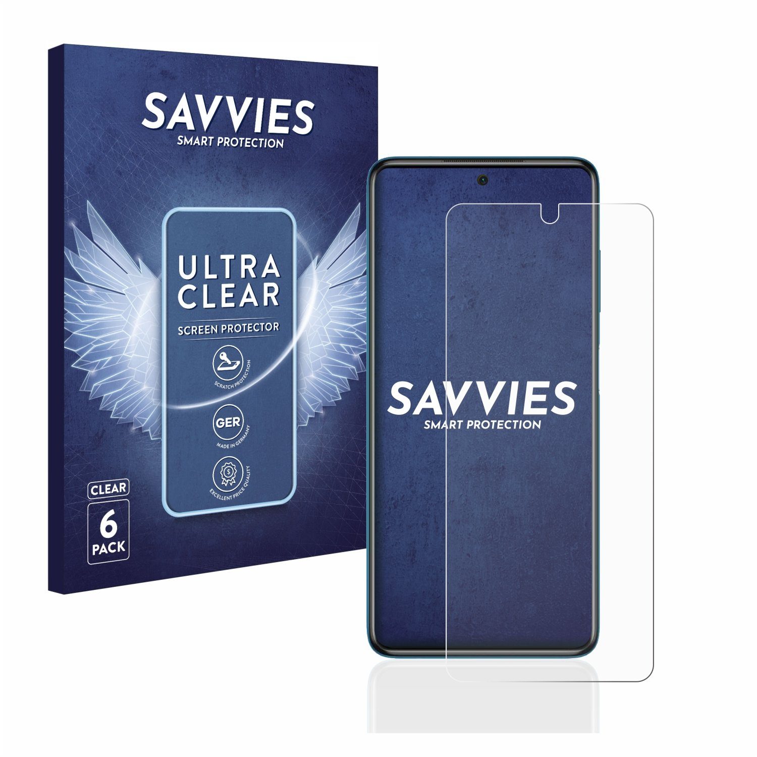 Savvies Displayschutzfolie Schutzfolie für Xiaomi Poco X3 Pro, 6 Stück, Displayschutz Schutz Folie Klar Transparent