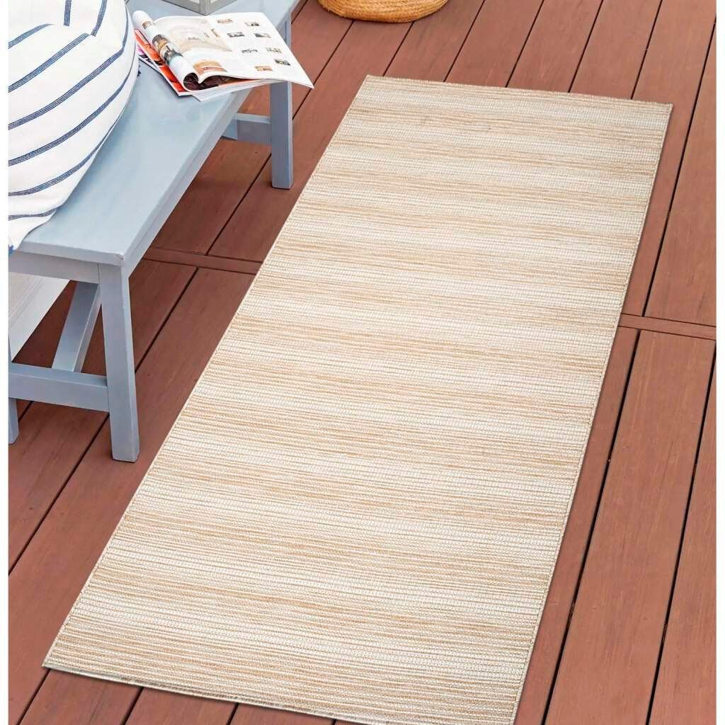 Läufer Palm, In-und Outdoor, Carpet gewebt creme flach für & mm, Höhe: 5 Küche, UV-beständig, City, Wetterfest rechteckig, Balkon, Terrasse