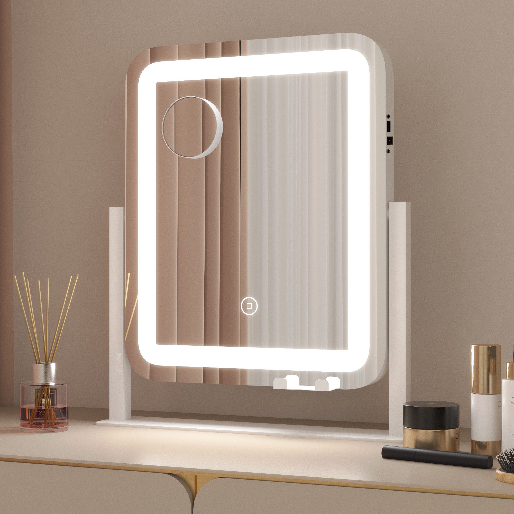 WDWRITTI Kosmetikspiegel 10x Lupe Schminkspiegel mit licht & Handyhalterung günstig online kaufen