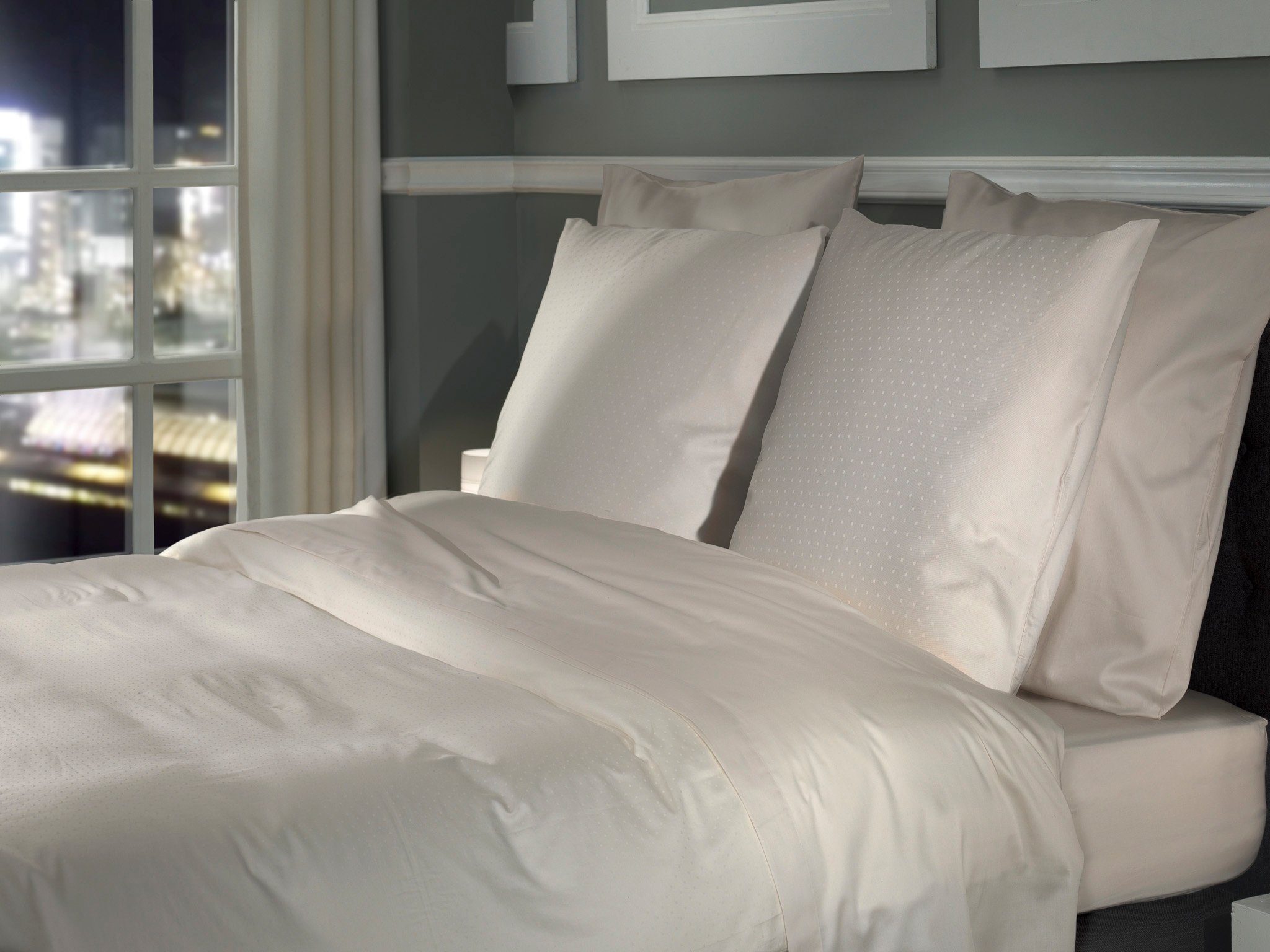 Heckett and Lane Bettwäsche Punto 1 260x220cm 60x70cm Mako-Satin White, Bettbezug Kopfkissenbezug Set kuschelig weich hochwertig