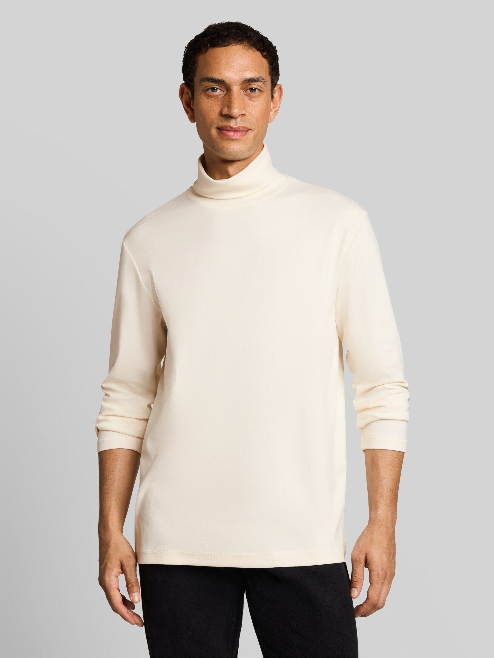 TOM TAILOR Langarmshirt T-Shirt (im Einserpack) Rollkragenshirt mit Logo-Print