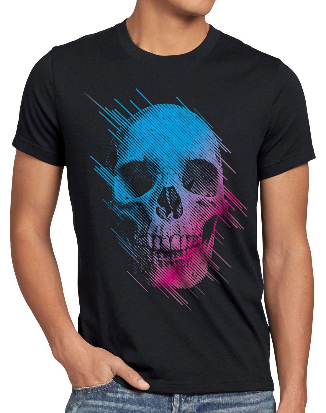 style3 T-Shirt Neon Skull totenkopf schädel günstig online kaufen