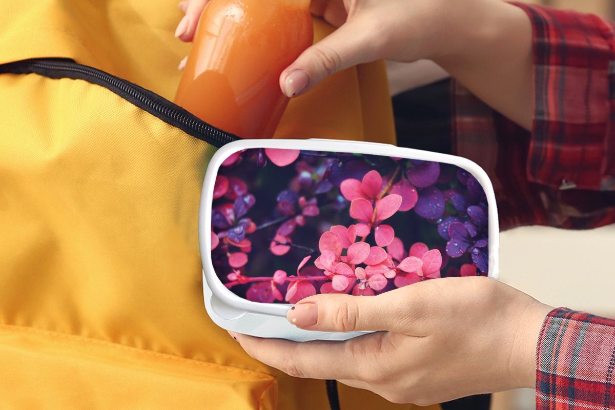 MuchoWow Lunchbox Blumen (2-tlg), für Brotdose, weiß - Kinder Jungs Erwachsene, Mädchen Brotbox und und Natur, - Lila Kunststoff, für