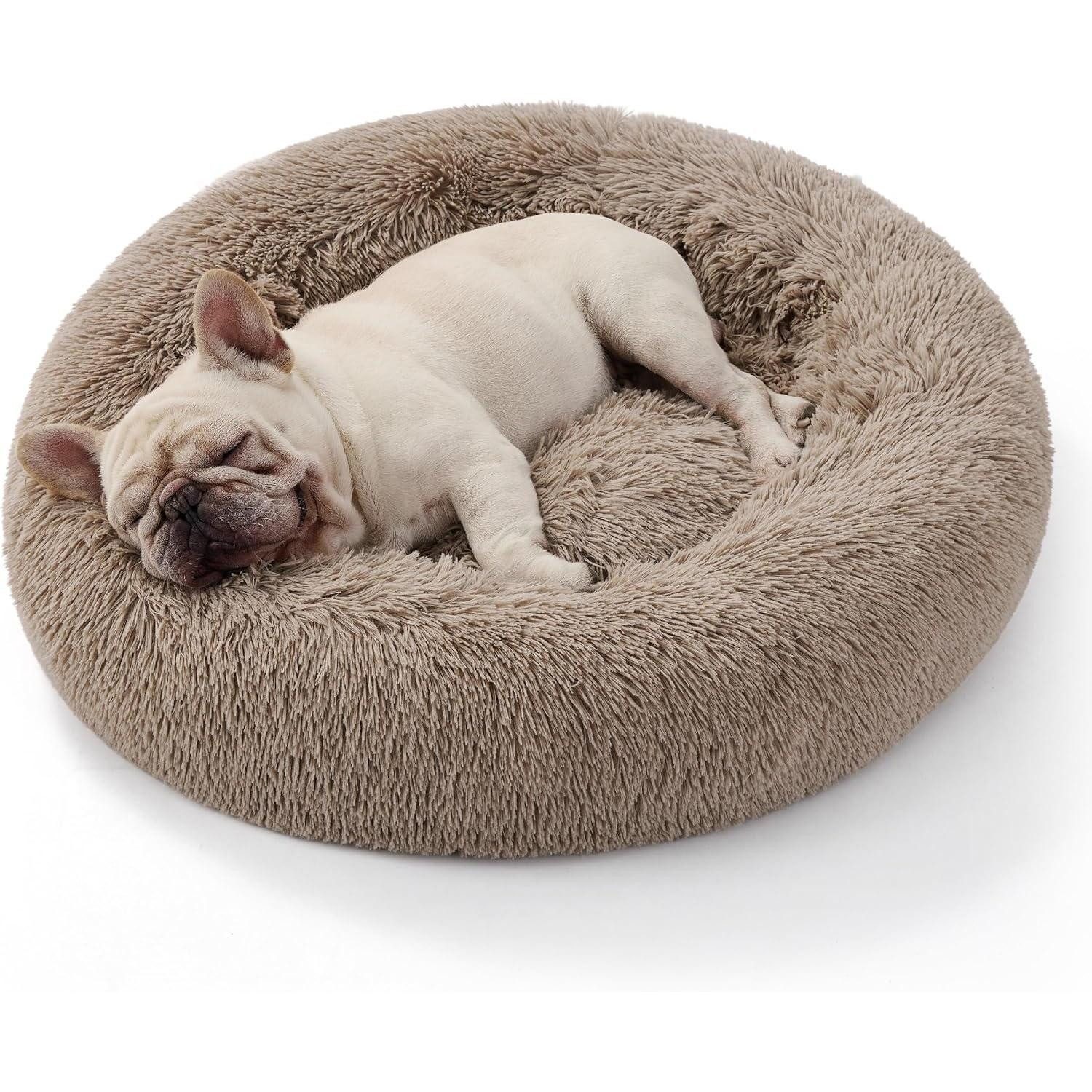 LuxusKollektion Katzenliege Katzenbett rund 70cm waschbar plüsch Kamel L 70 x B 70 x H 15 cm