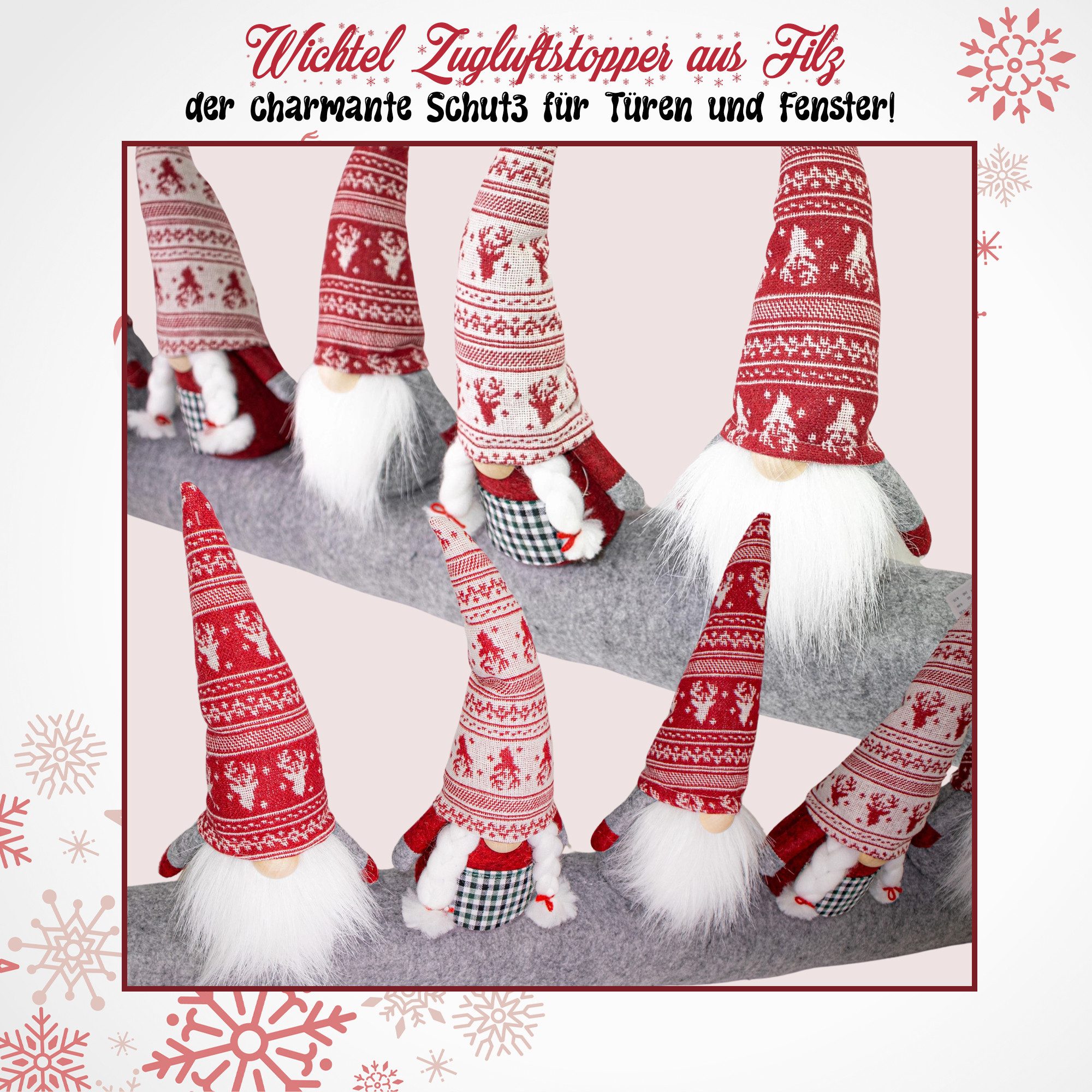 hausleben Zugluftstopper Zugluftstopper mit 5 Wichtel 25 cm 90 x10 cm, 25 c günstig online kaufen