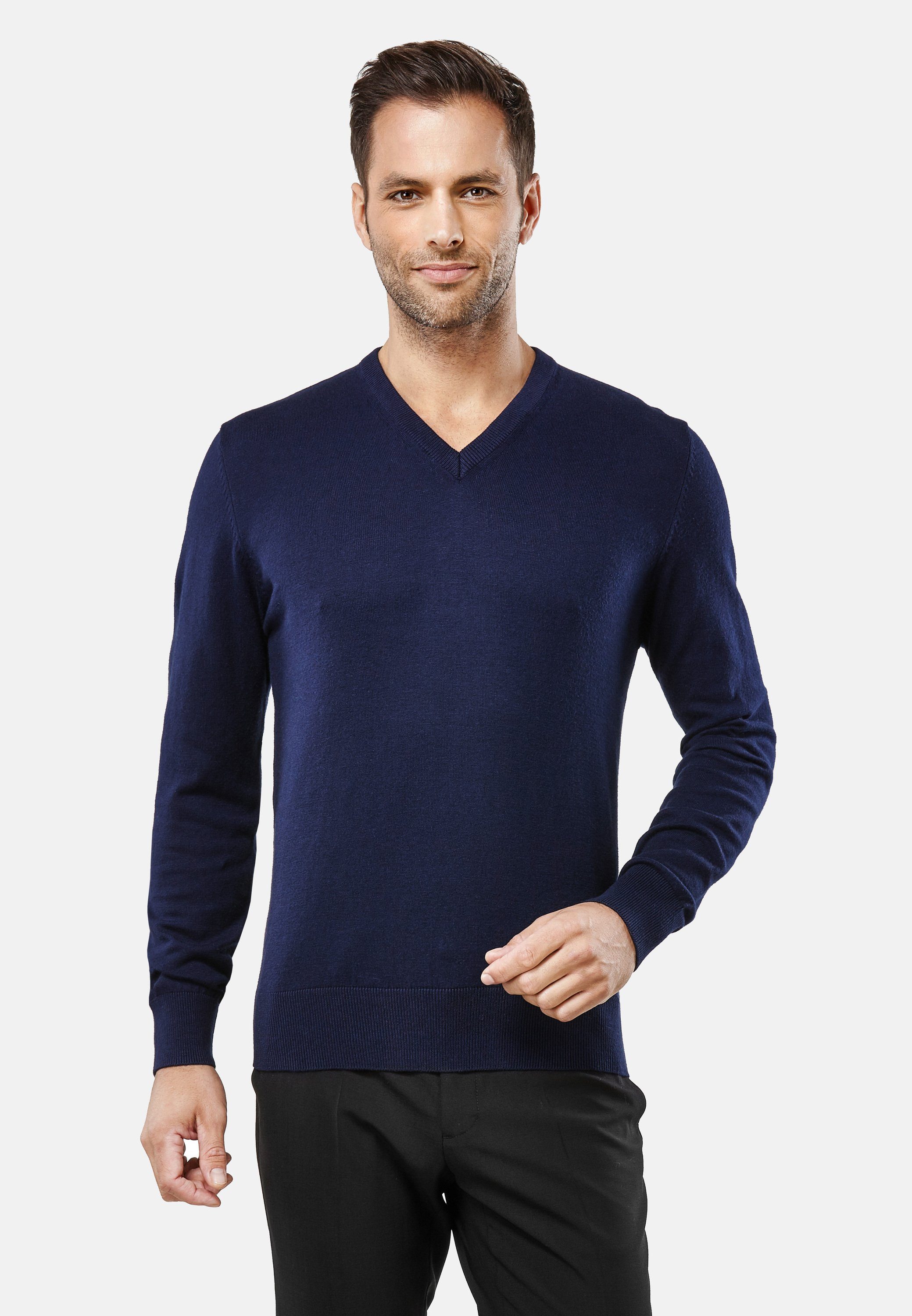 Vincenzo Boretti V-Ausschnitt-Pullover tailliert V Neck