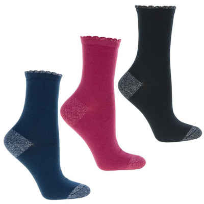 Lycille Socken 3-er Pack elegante Baumwollsocken mit Lurex 35/38 38/41 für Frauen (3 Paar)