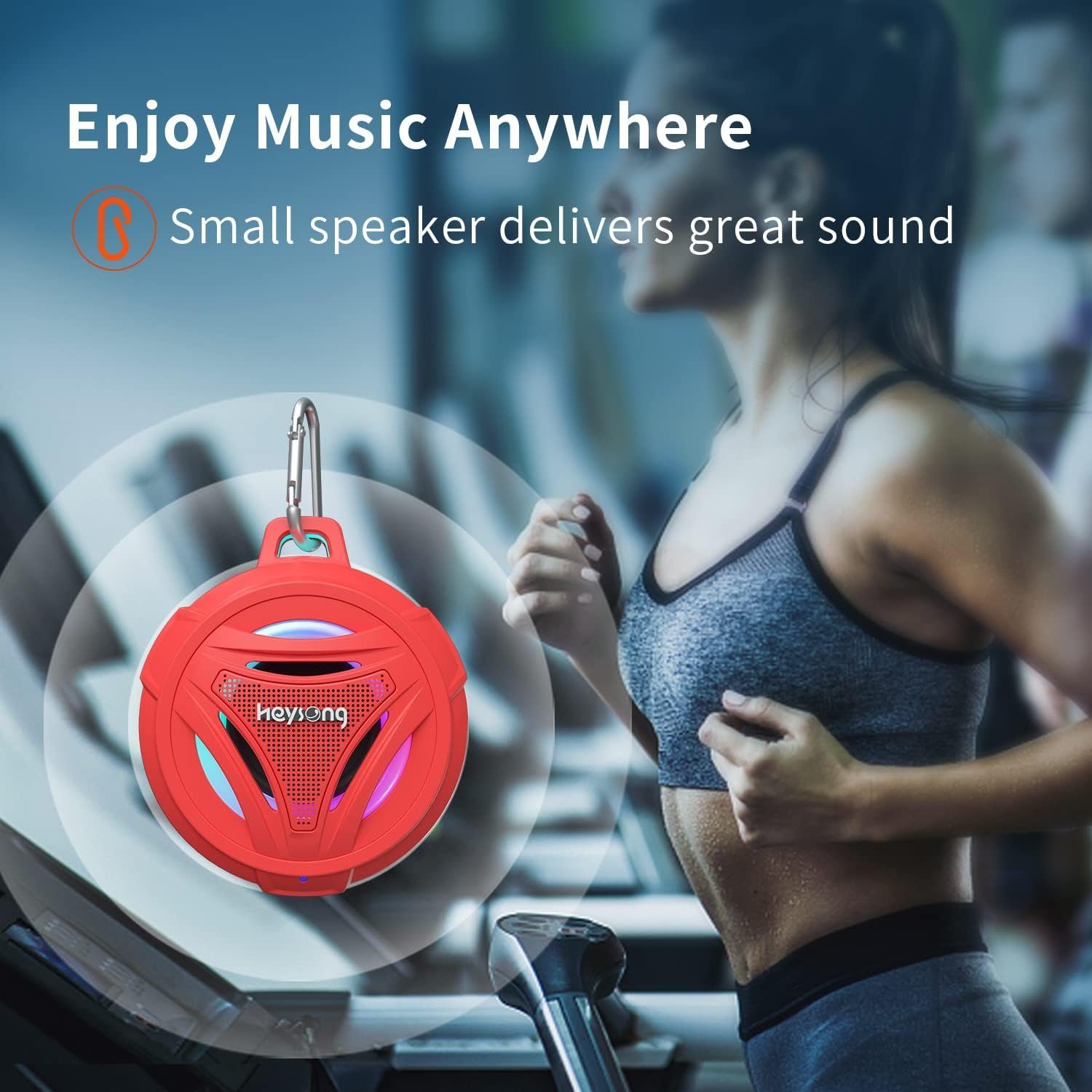 mit 5 360° IPX7 Lautsprecher Kabelloser LED Tragbarer Box Stereo Licht Wasserschutz) (Bluetooth, W, Sound HEYSONG