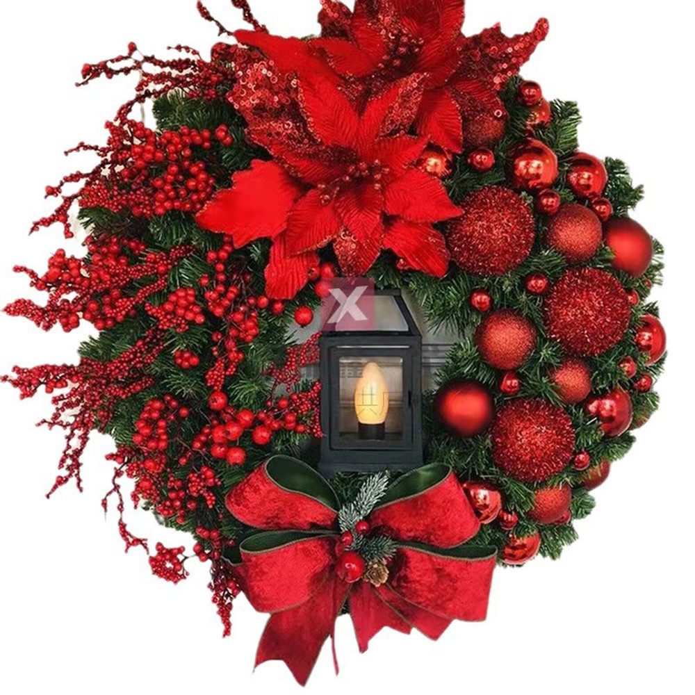 Dekokranz LED Künstlicher Weihnachtskranz für Tür, 40cm Türkranz Weihnachten
