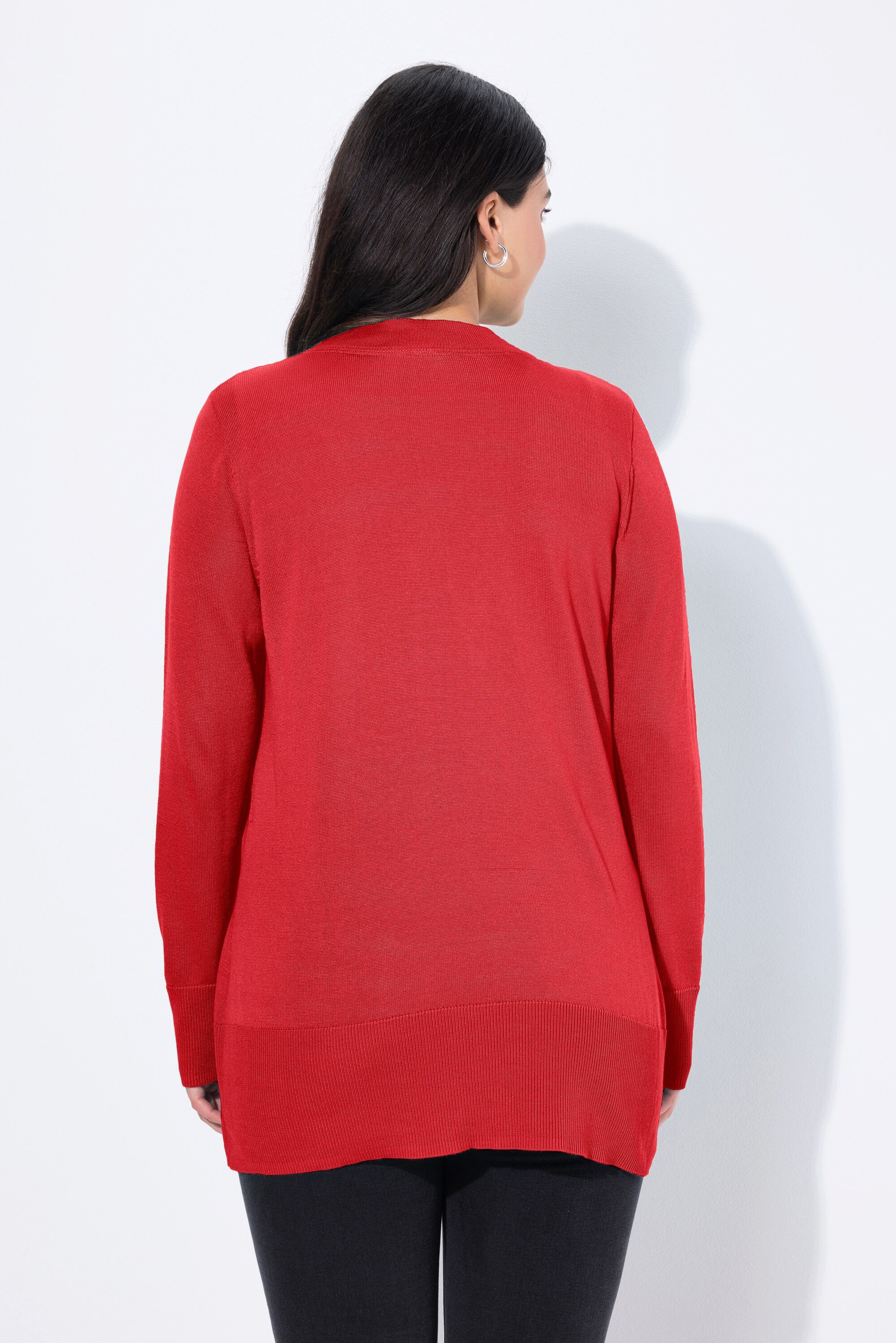 Ulla Popken Strickjacke Strickjacke V-Ausschnitt Knopfleiste Feinstrick