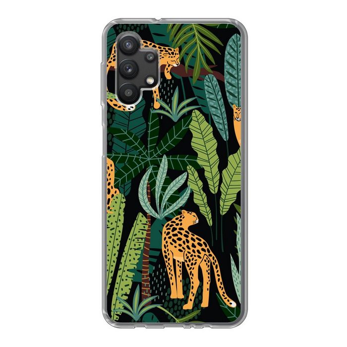MuchoWow Handyhülle Dschungel - Panther - Muster - Jungen - Mädchen - Pflanzen Handyhülle Samsung Galaxy A32 5G Smartphone-Bumper Print Handy