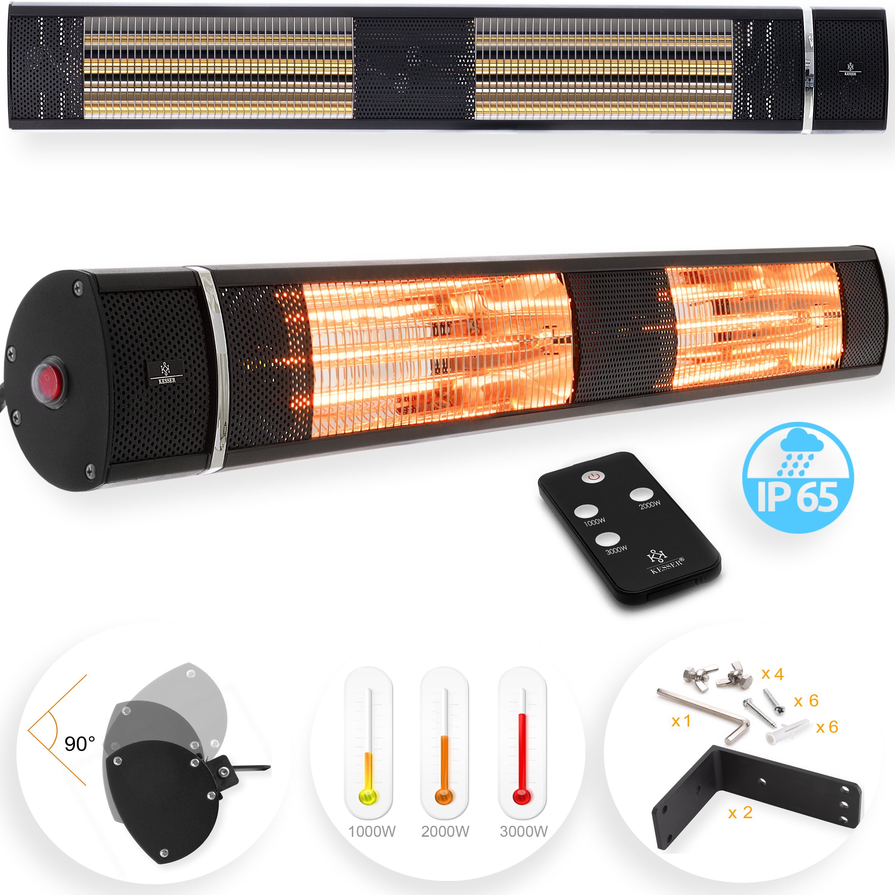 KESSER Infrarotstrahler, 3000 W, Infrarot-Heizstrahler Terrassenheizer