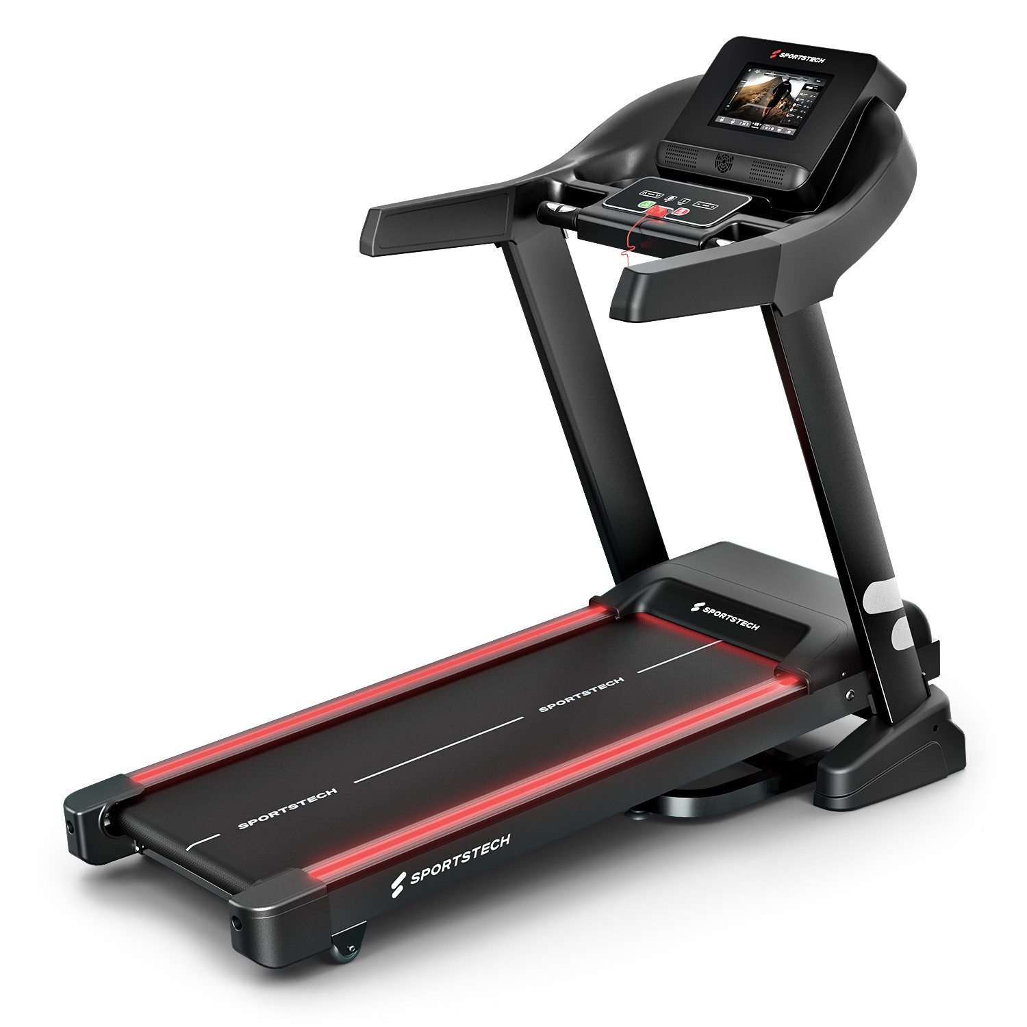 Sportstech Laufband F37s, 11% Steigung, Premium App & Live Kurse, 20km/h, Klappbar