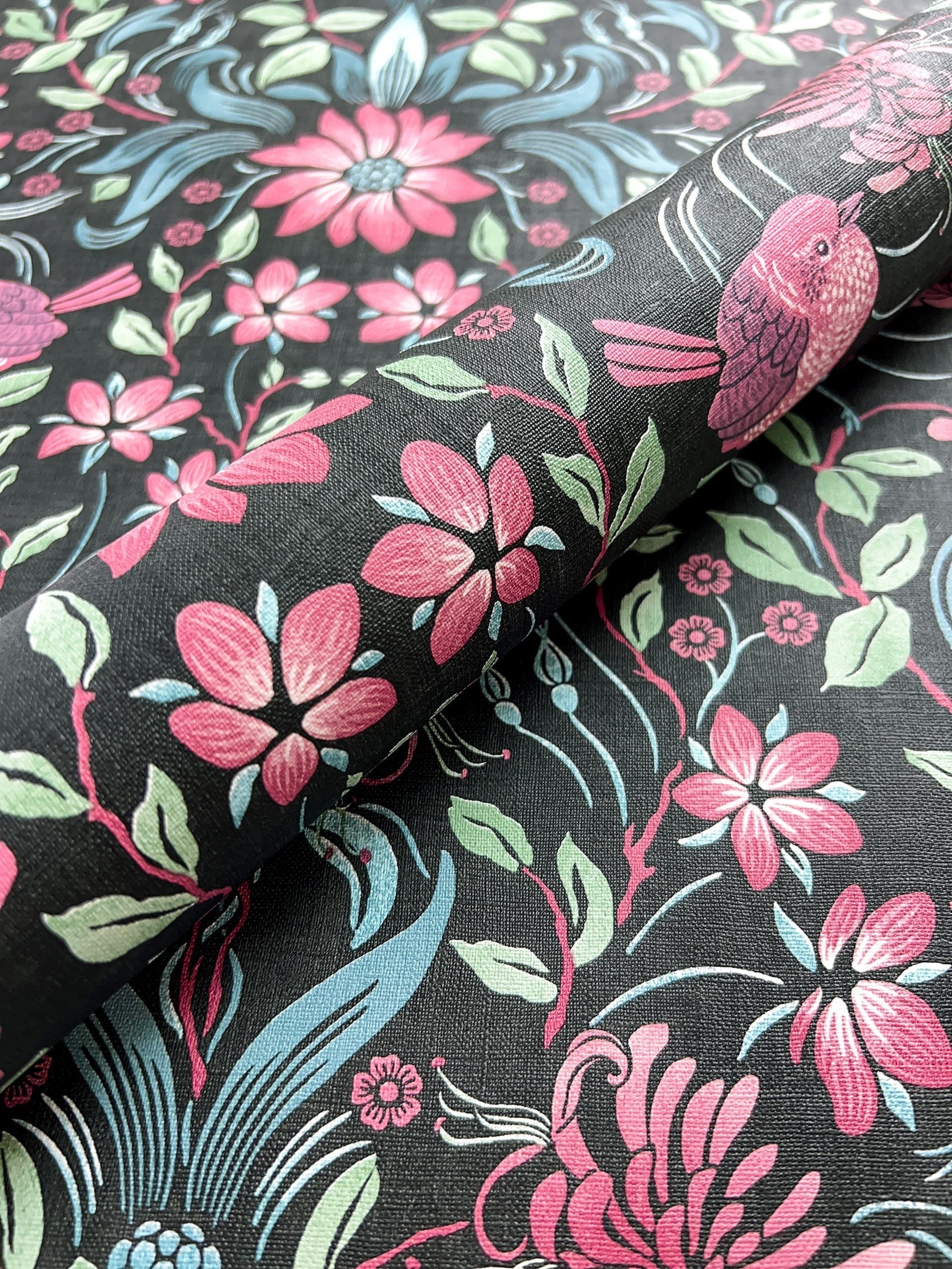 Newroom Vliestapete, Schwarz Tapete Floral Blumen günstig online kaufen