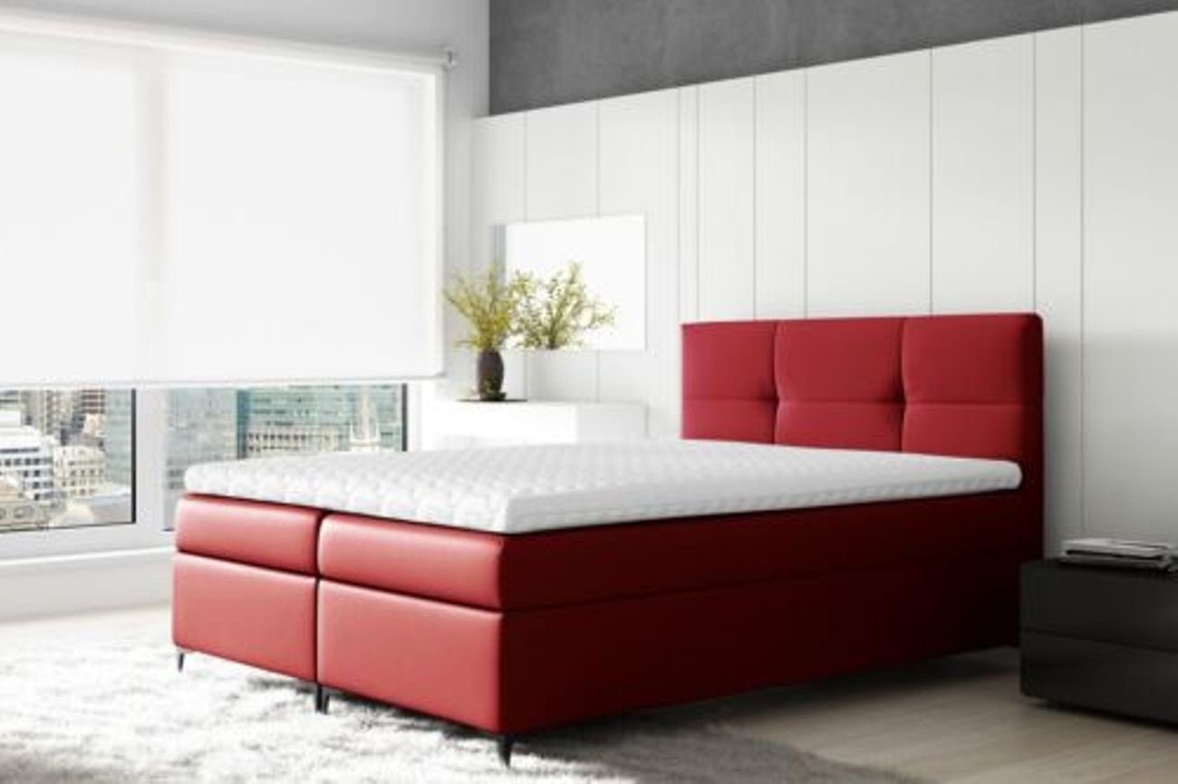 JVmoebel Bett, Luxus Möbel Doppel Hotel Bett Schlafzimmer Betten Boxspringbett Rot
