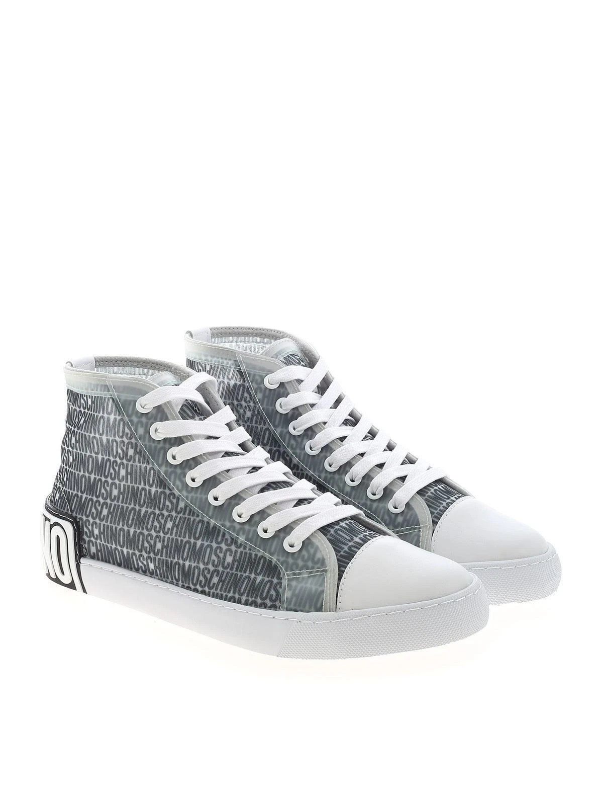 MOSCHINO HERREN VULCA25 RETE ST. LOST&FOUND ALLOVER LOGO. HIGH TOP Sneaker