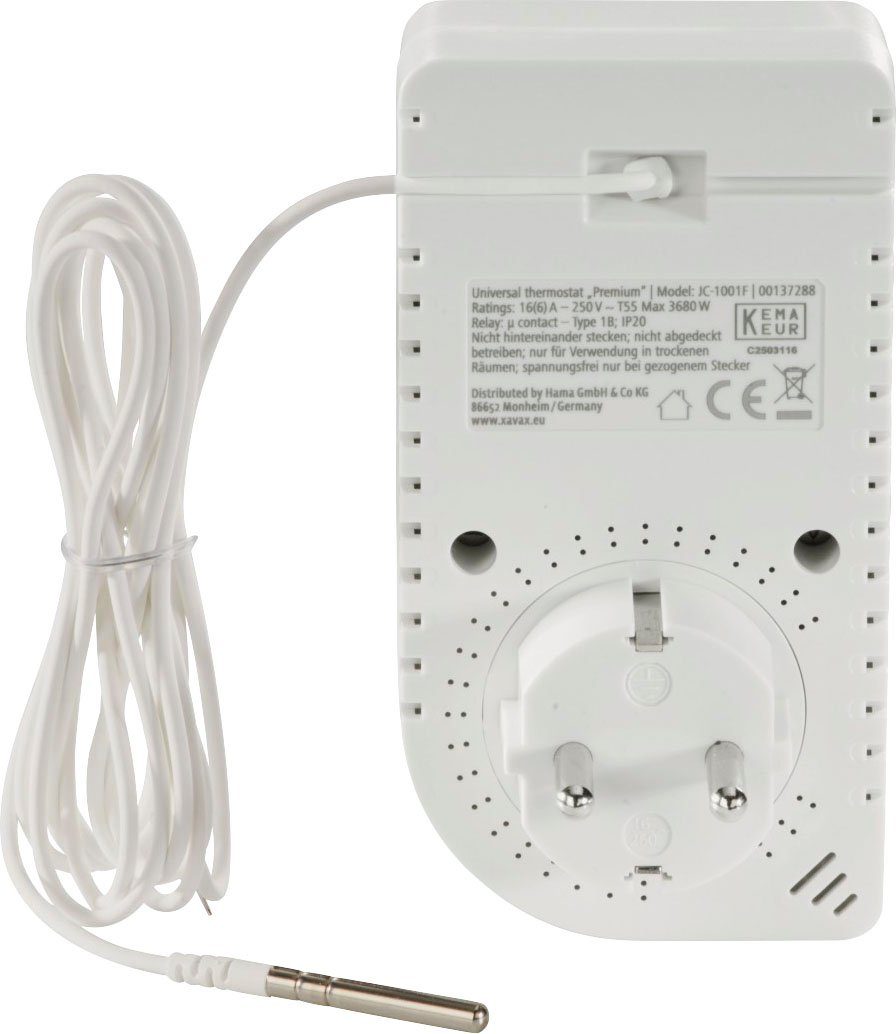 Steckerthermostat Raumthermostat Infrarotheizung, für mit Klimagerät, Xavax Steckdosen-Thermostat, Fühler