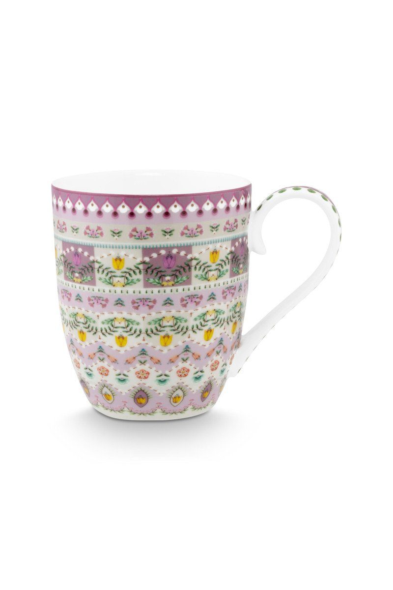 PiP Studio Becher Lily&Lotus Henkelbecher lila/bunt 450ml, Porzellan, Mug XL Lily&Lotus Moon Delight Multi 450ml