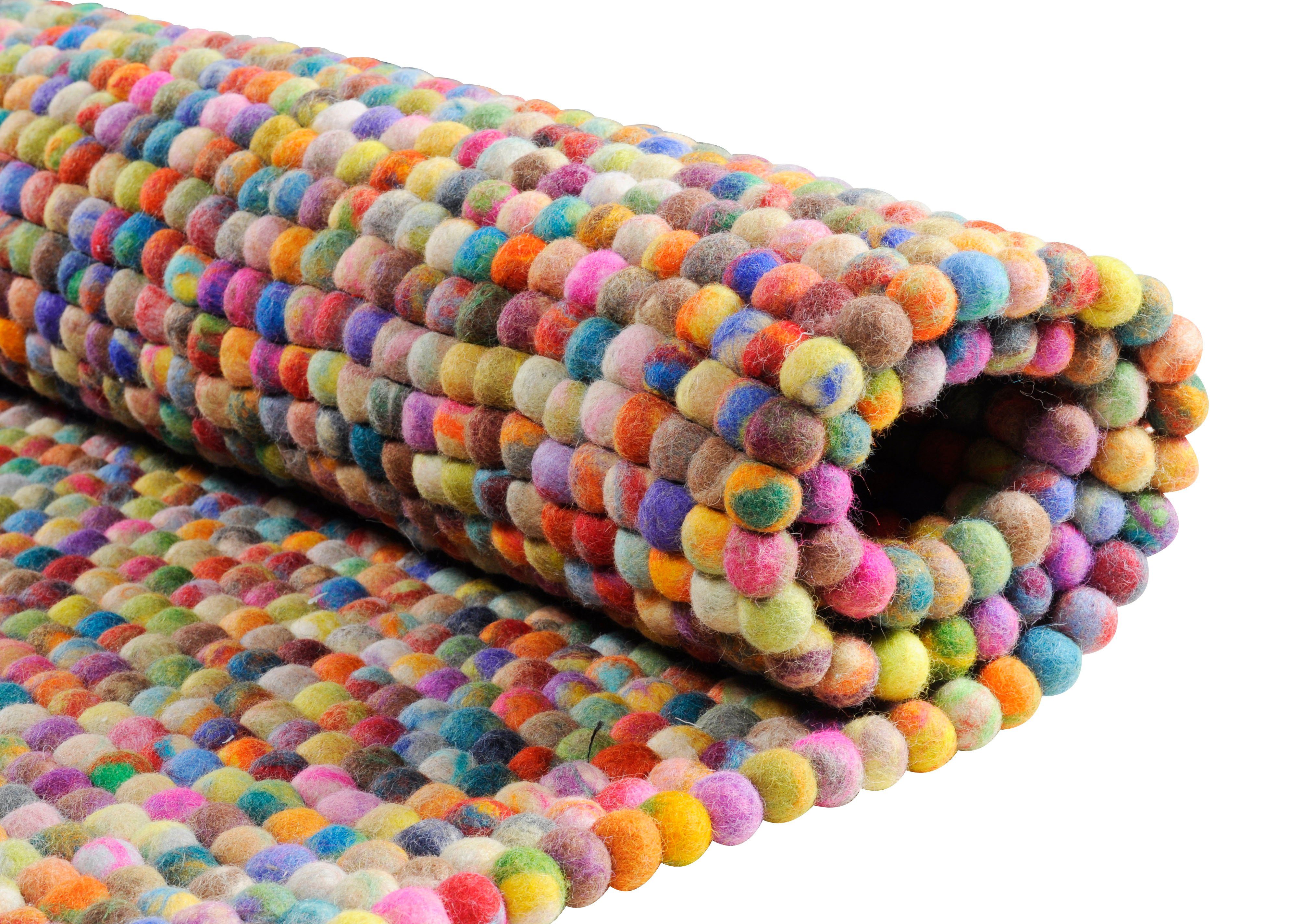 THEKO Wollteppich Felty 2.2, rechteckig, Höhe: 22 mm, Filzkugel-Teppich, reine Wolle, handgefertigt, auch als Läufer