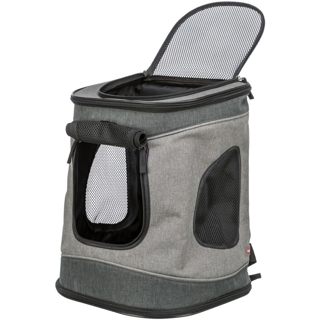 TRIXIE Tiertransporttasche Rucksack Timon - schwarz/grau - 34 × 44 × 30 cm
