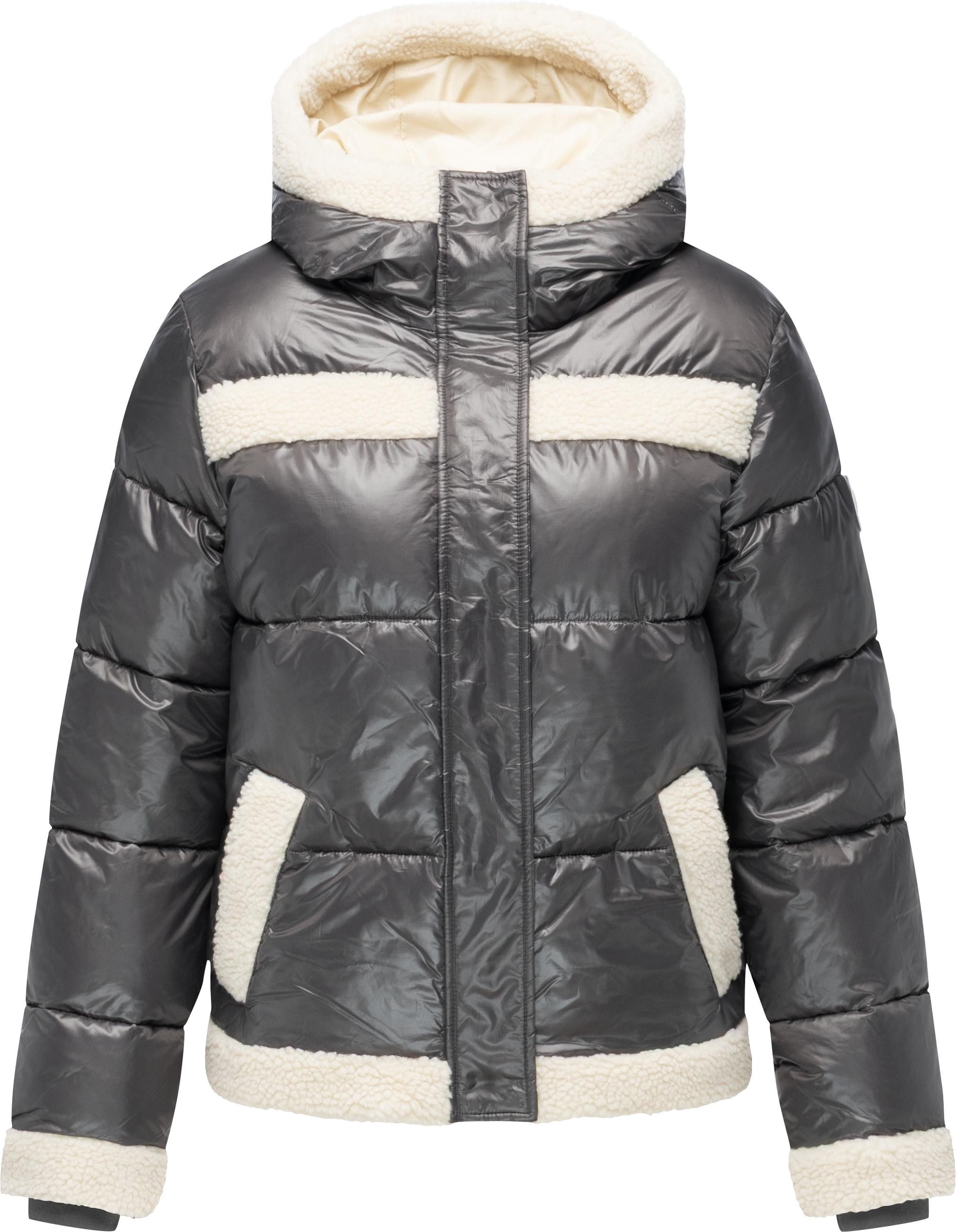 Ragwear Winterjacke Editah Shiny YOUMODO Jacke mit Plüsch-Details und glänzender Optik