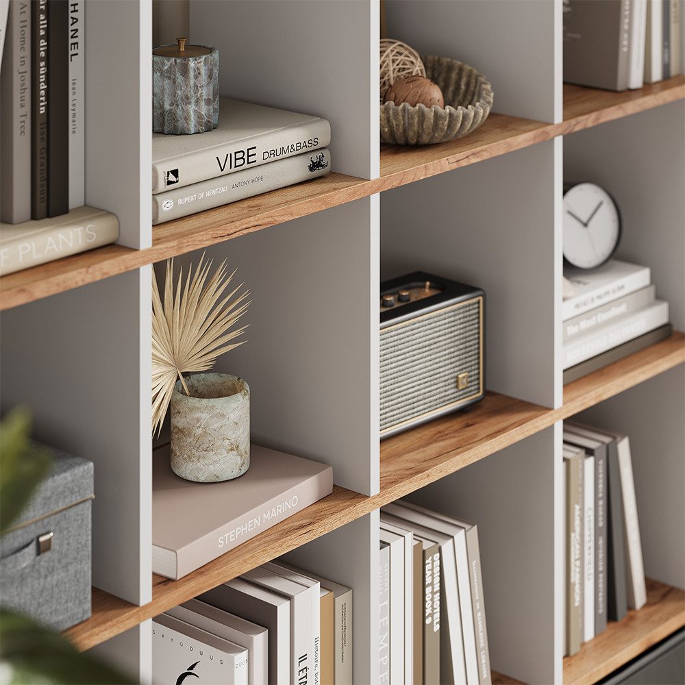 Vicco Raumteiler Karree, Weiß/Goldkraft Eiche, 138.5 x 142.5 cm günstig online kaufen