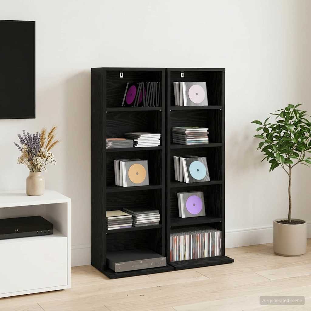 vidaXL Schranksystem CD Regal 2 Stk. Schwarze Eiche 33 x 23,5 x 97,5 cm (2-St)