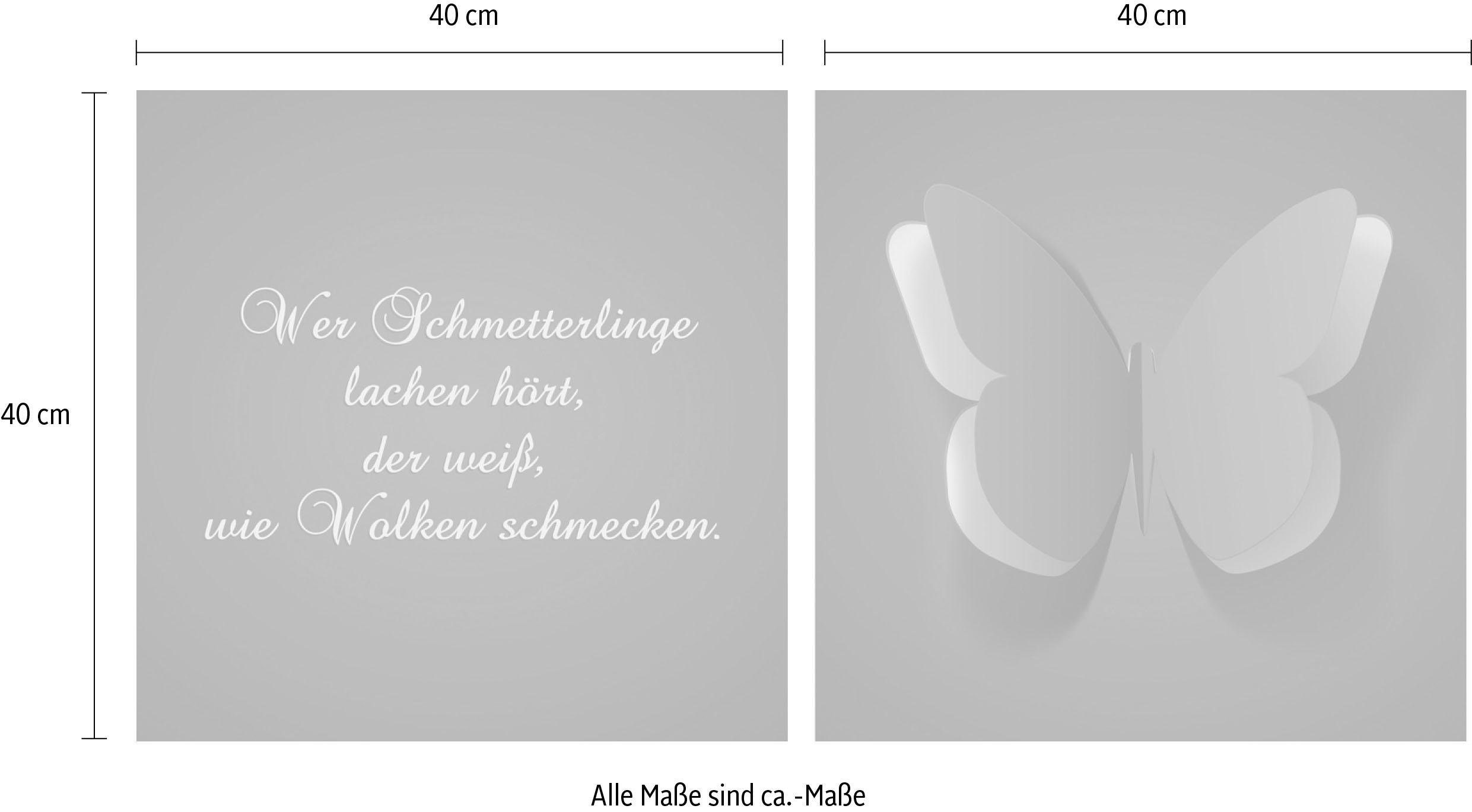 queence Leinwandbild Schmetterling, (Set), 2er-Set