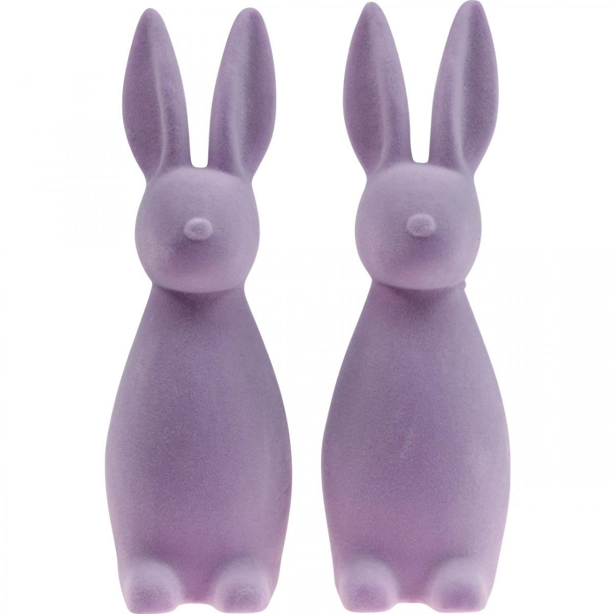 Florists Products Osterhase Deko-Osterhase Flieder Lila Beflockt 29,5cm 2er Set Ostern, 2 Stück