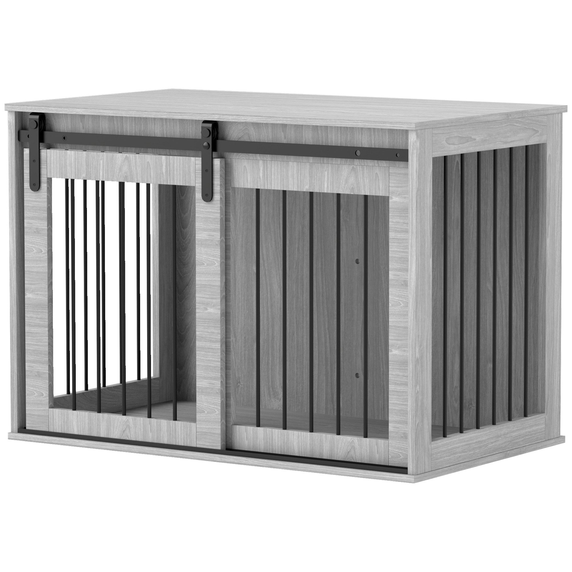 furnicato Hunde-Transportbox Hundekäfig Grau 98L x 58B x 61H cm