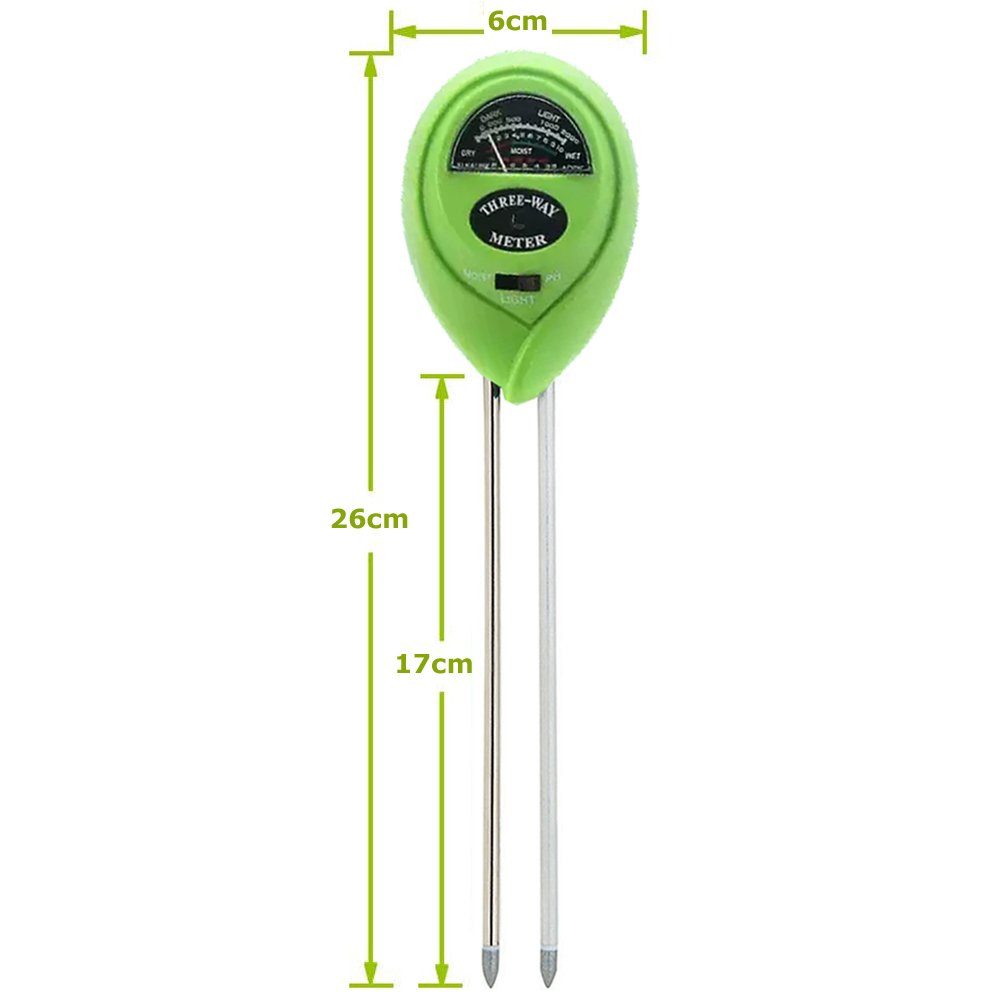 Bolwins Bodenfeuchtesensor L15C Boden Tester Kit Messgerät Pflanze Blumen PH Feuchtigkeit 3in1, (3-in-1 Bodenmessgerät Set, 1-tlg., 1× 3-in-1 Bodentestgerät), 3-in-1 Messgerät für Bodenfeuchte, pH-Wert und Licht, analog