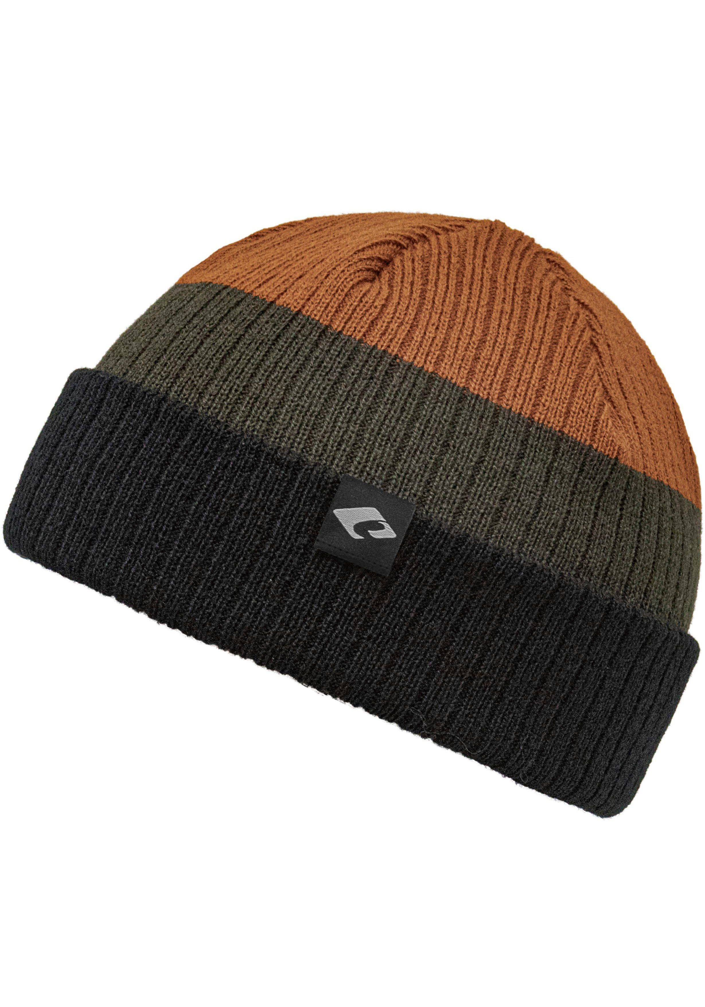 brown-olive-black verschiedene Strickmütze chillouts Tragmöglichkeiten Hat Nevio