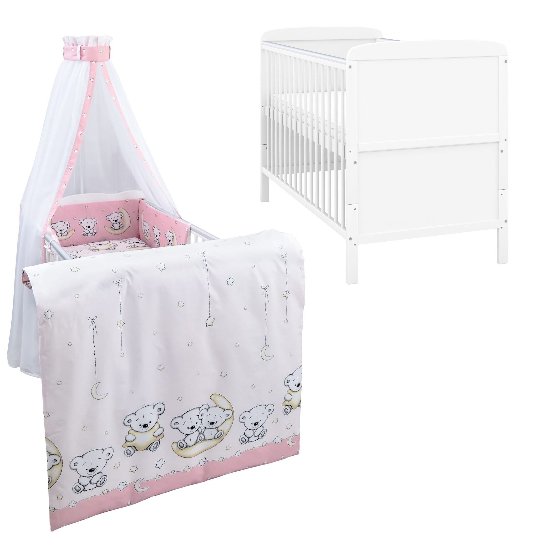 Komplettbett Babybett Natalie Komplettset Waffelpique