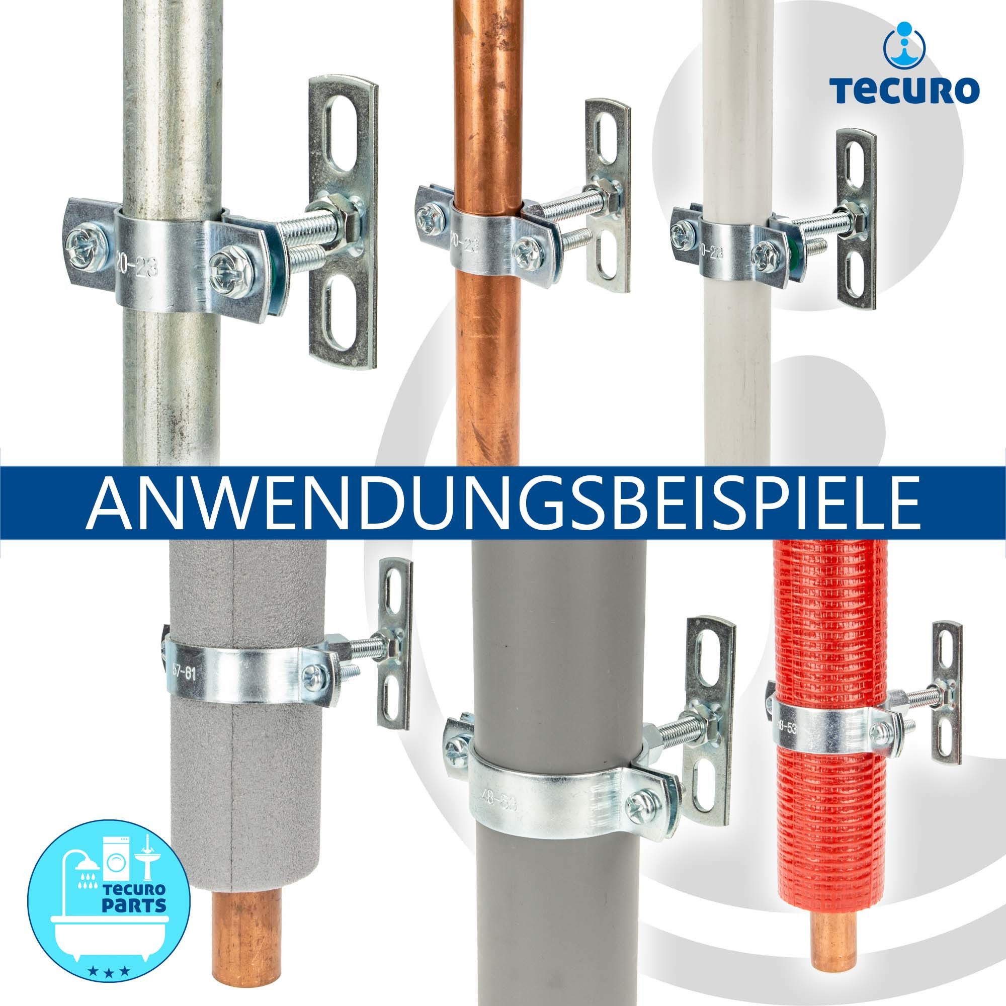 tecuro Rohrschelle Schraub-Rohrschelle, M8/M10 Anschlussgewinde, verzinkt – Bild 3 von 5