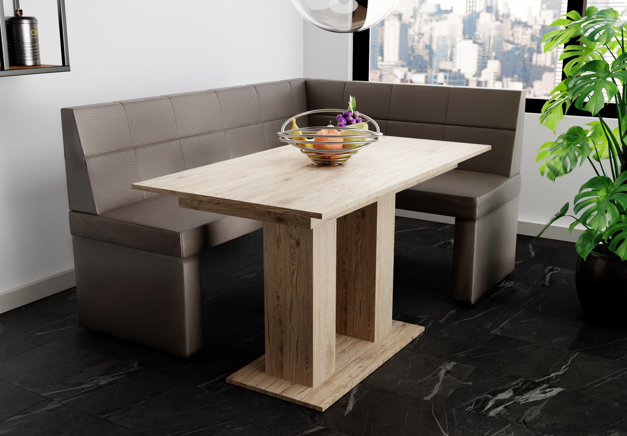 Fun Möbel Eckbankgruppe XL“ Sonoma, Größe Tisch mit ausziehbarer Tisch Eckbankgruppe „BLAKE 196x142cm