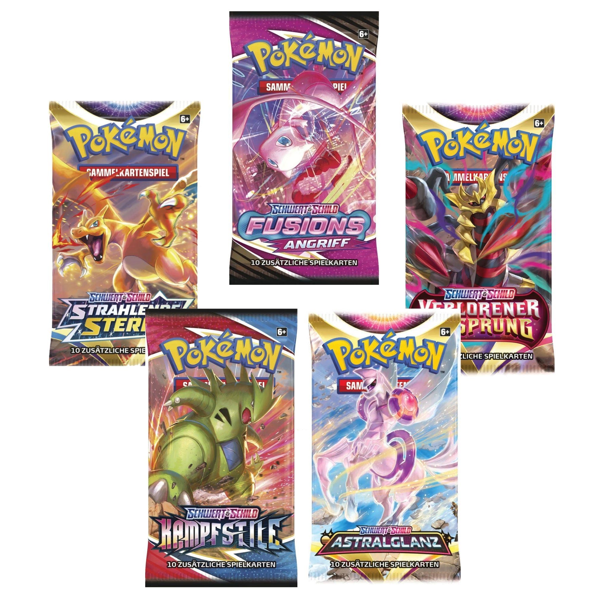 The Pokémon Company International Sammelkarte Pokémon Карткиspiel - 5 x Booster Packung - gemischt & zufällig, Geschenkidee für Pokémon Fans