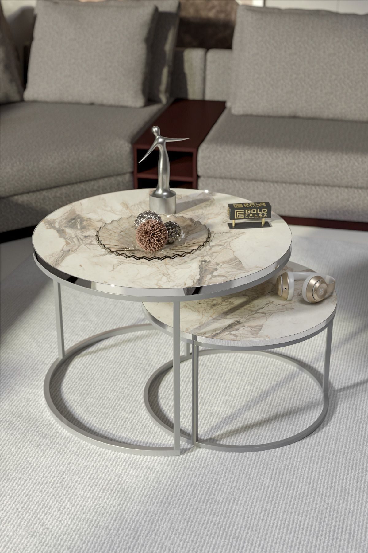 en.casa Couchtisch (2-St), 2-teilig, rund, weiß günstig online kaufen