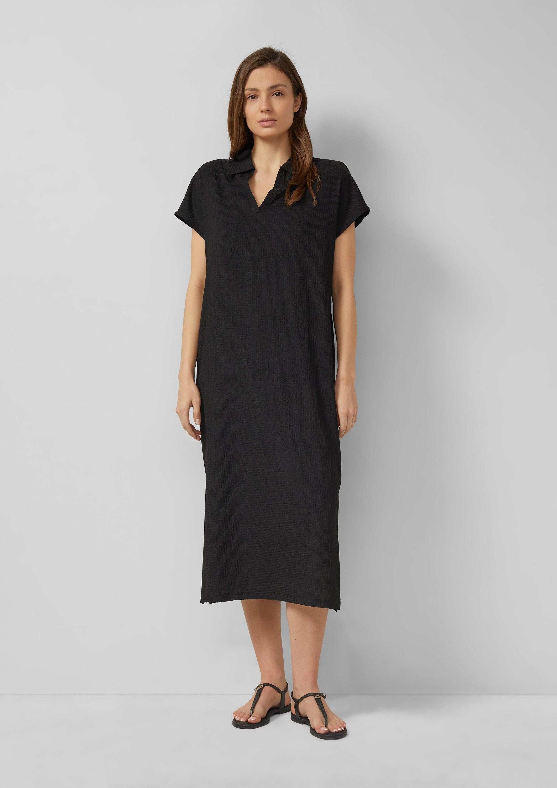s.Oliver Midikleid Kleid Strukturiertes Jersey-Kleid mit Schlitzen