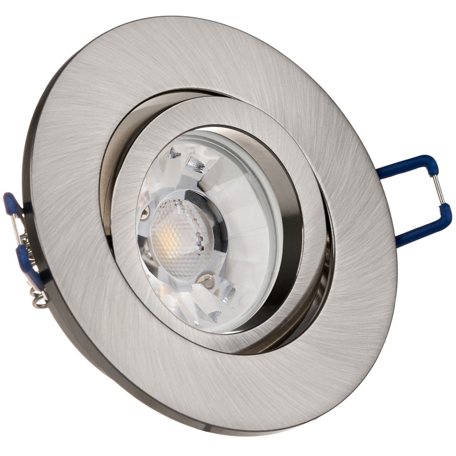 LEDANDO LED Einbaustrahler Einbaustrahler Set für die Spanndecke Silber gebürstet mit LED GU10 Ma | Strahler