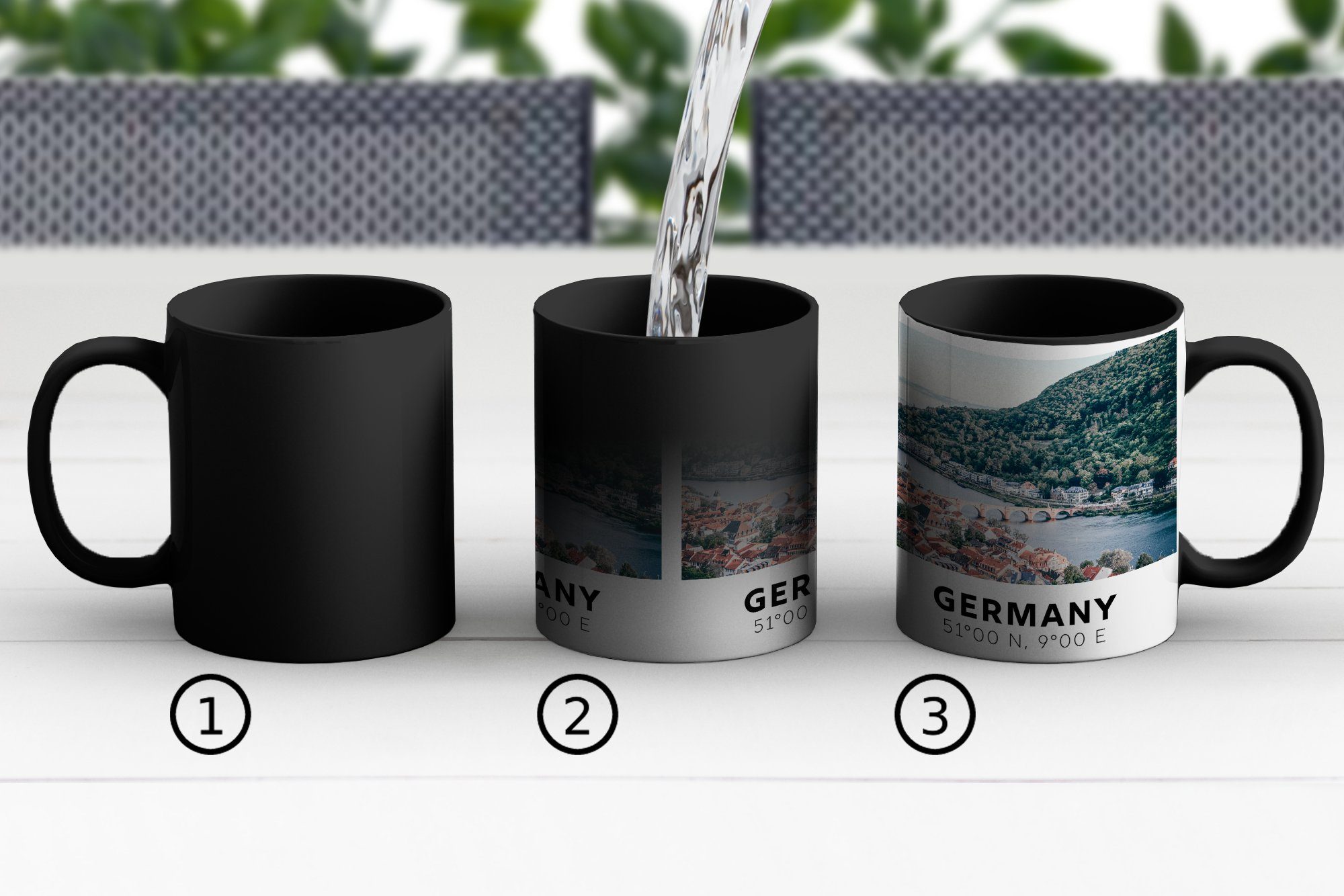 - - Sommer Geschenk - Deutschland Zaubertasse, Kaffeetassen, Keramik, Teetasse, Heidelberg Wasser, Farbwechsel, MuchoWow Tasse