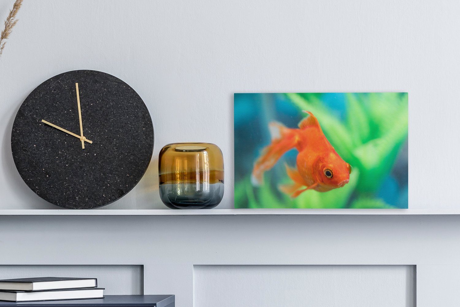 OneMillionCanvasses® Leinwandbild in Leinwandbilder, Wandbild Süßwasseraquarium, Goldfisch Wanddeko, Aufhängefertig, 30x20 einem St), (1 cm