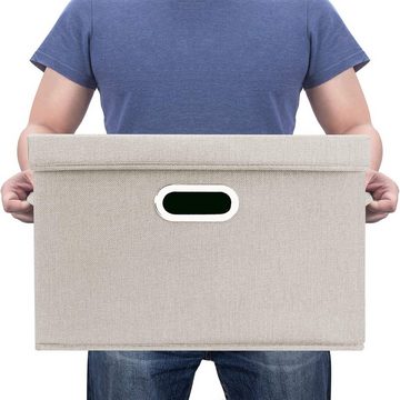 yozhiqu Aufbewahrungsbox Cotton & Linen Clothes Organiser, Stoffaufbewahrungsbox mit Deckel, Großes Fassungsvermögen, langlebiges Material, platzsparend