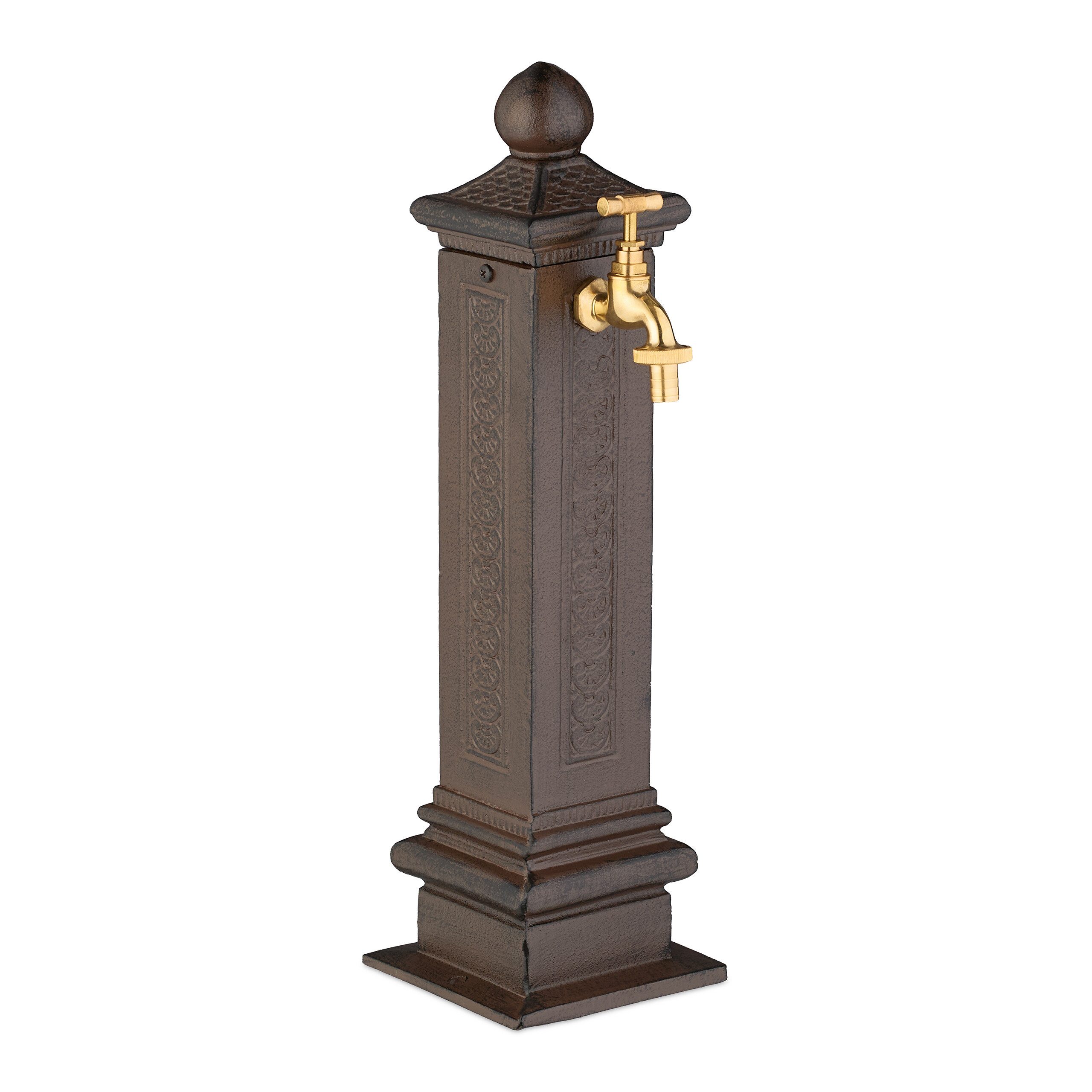relaxdays Gartenbrunnen Standbrunnen antik 47 cm, 14 cm Breite, (1 tlg), braun